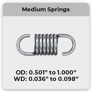 medium extension spring sizes
