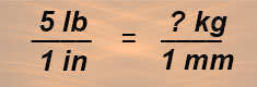 Example B showing the formula required to solve in order to convert the spring rate from pounds per inch to kilograms per millimeter.